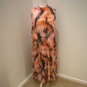 Torrid Size 4 Multicolor Abstract Butterfly Sheer Sleeveless Dress High Neck